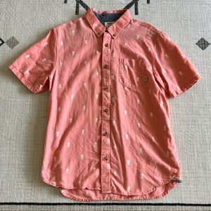 Vans mens short sleeve button down (awesome skull-pineapples)